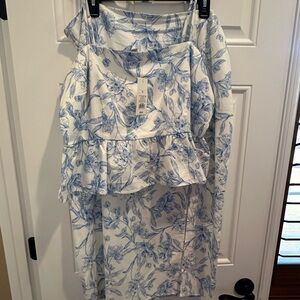 Blue Floral Two-Piece Set - White Background